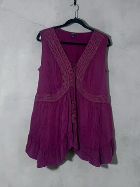 Torrid Babydoll Gauze Embroidered Boho Tank 2X